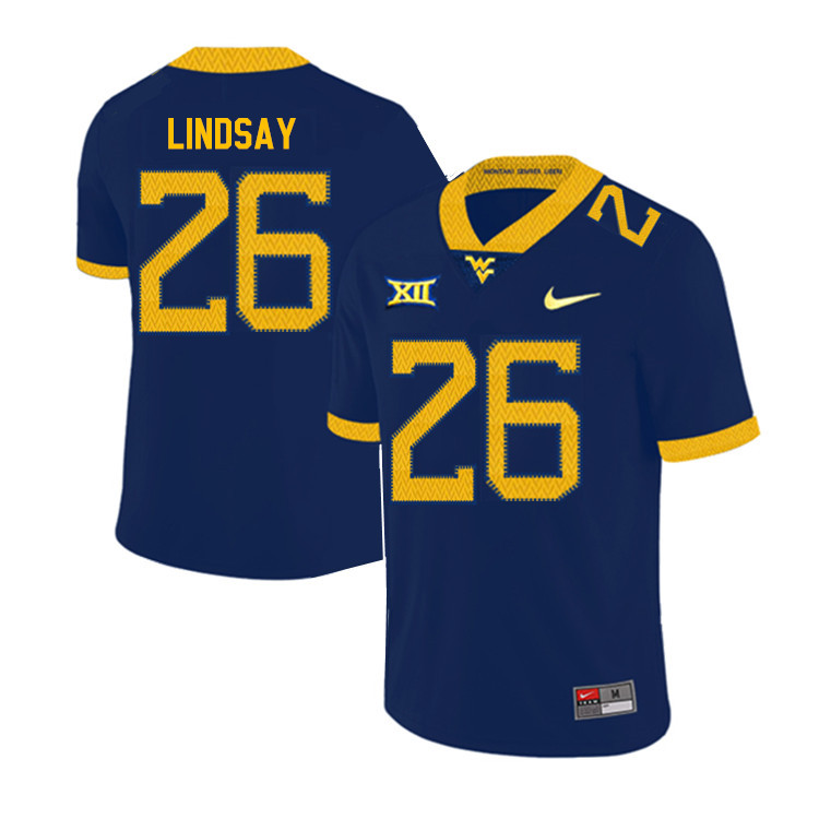 NCAA Men's Deamonte Lindsay West Virginia Mountaineers Navy #26 Nike Stitched Football College 2019 Authentic Jersey SR23W02UQ